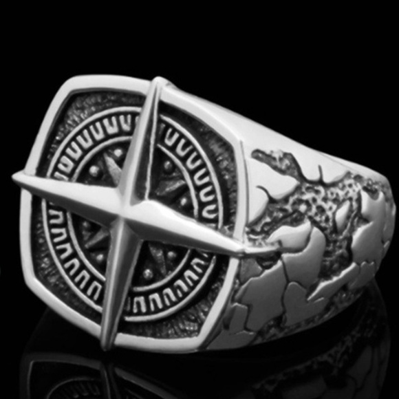 Stainless COMPASS RING - Picture 5 of 5